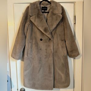 BCBGMaxAzria Gray Faux Fur Coat